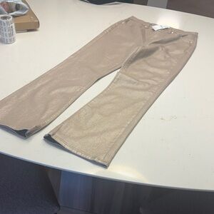 Shimmery gold kick crop jeans